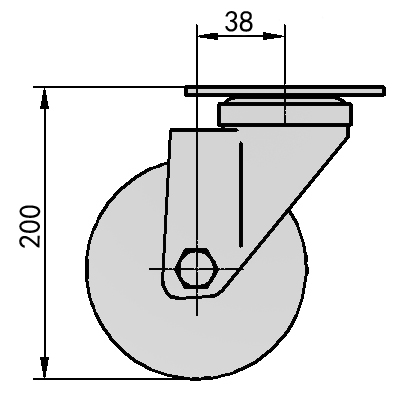 PU giratoria (polvo) de 6" con núcleo de hierro fundido Rueda (arco rojo)