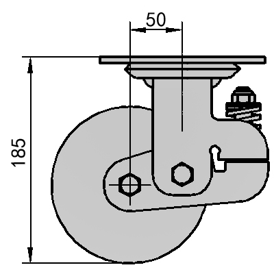 5"Núcleo de hierro PU (arco) Rueda giratoria con bloqueo a prueba de golpes