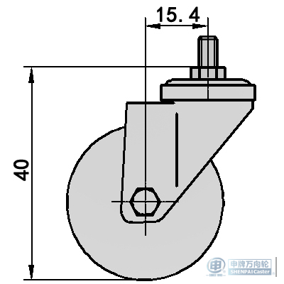 1 "Rueda giratoria con vástago roscado TPR Micro Duty
